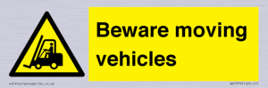 Beware moving vehicles with Warning forklift symbol